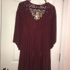 3/4 Sleeve V-Neck Linen Dress